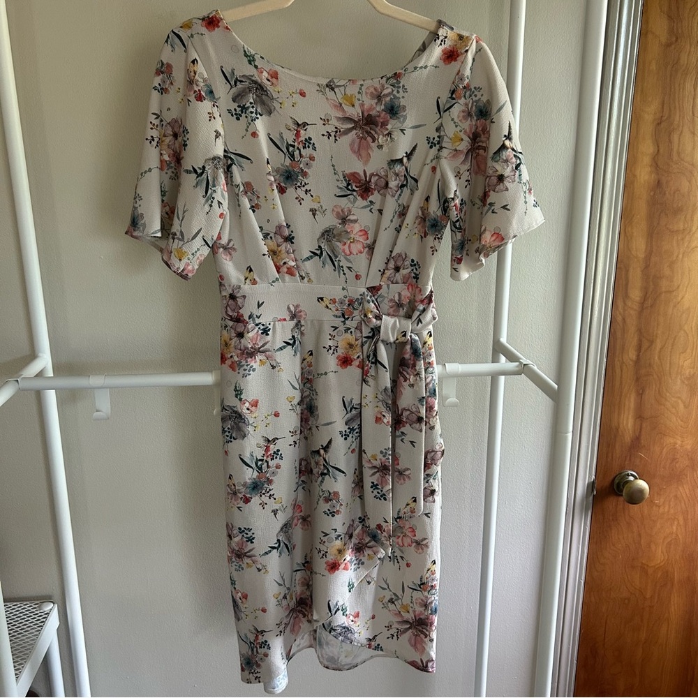 Closet London floral dress with waist tie
